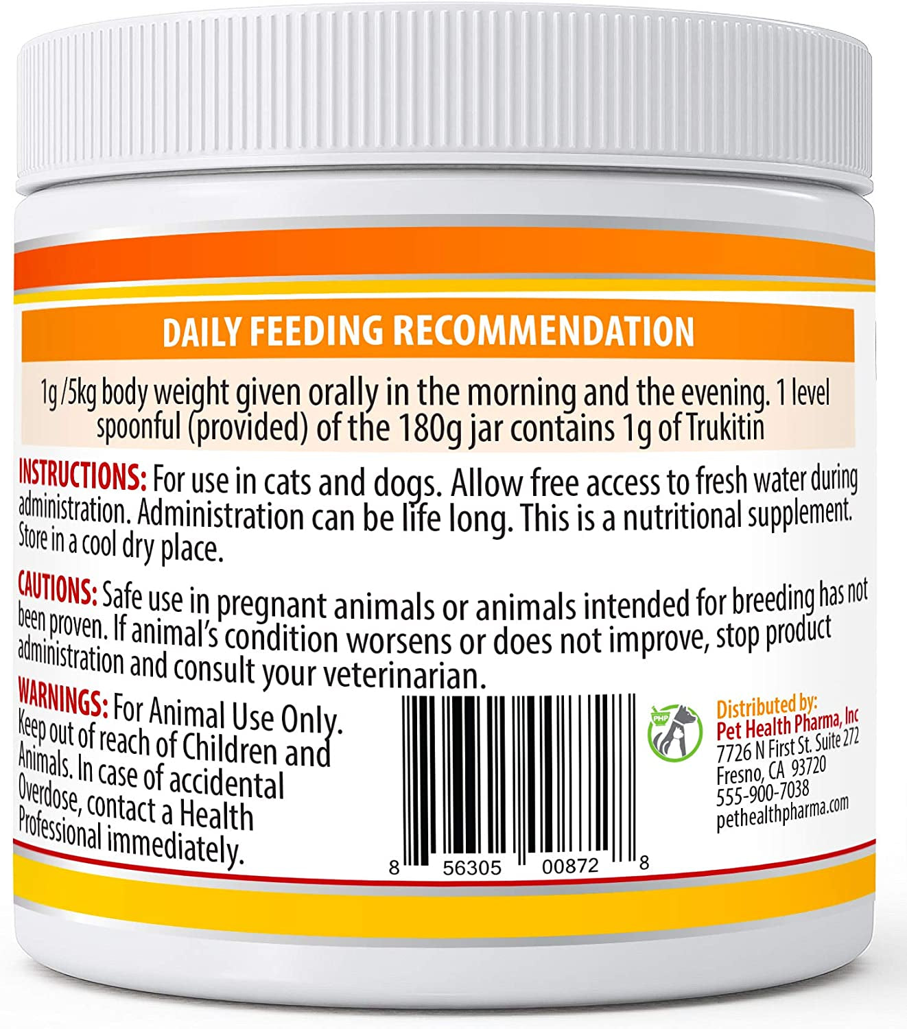 Trukitin Chitosin Based Phosphate Binder for Cats & Dogs – All Natural Human Grade Ingredients for Renal Support Supplement with Calcium Carbonate Oral Powder (Made in U.S.A)