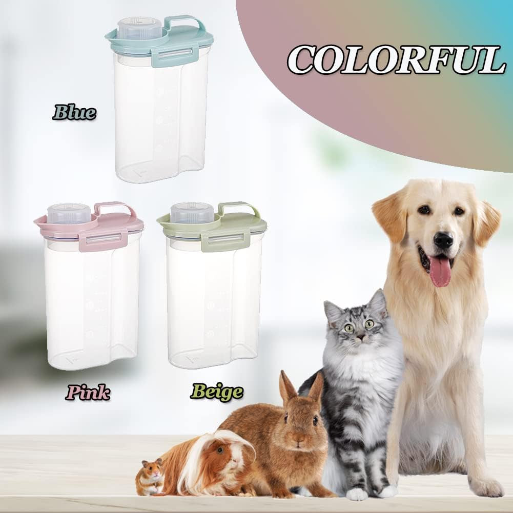 Pet Food Storage Container, Cereal Container with Airtight Design Pour Spout Measuring Swivel Cup, Bpa-Free Dry Food Dispenser for Dogs Cats Birds (Beige)