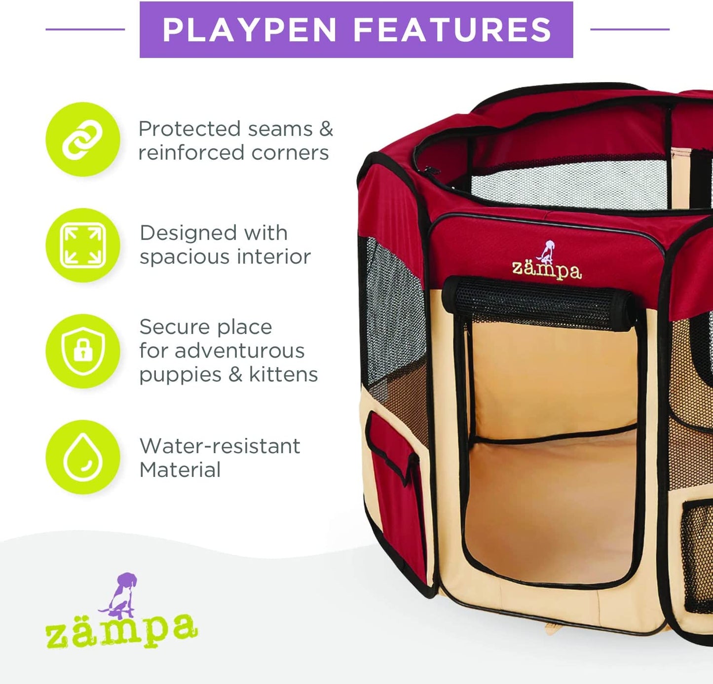 Pop up Portable Medium 45"X45"X24" Playpen for Dog and Cat, Foldable | Indoor/Outdoor Pen & Travel Pet Carrier + Carrying Case