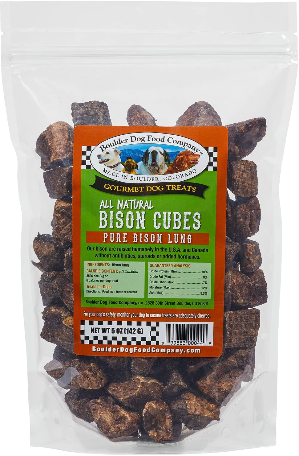 Bison Cubes: Pure Bison Dog Treats - All Natural Treats for Dogs. Vet Approved, Single Ingredient, Grain Free, Healthy & Nutritious Real Meat, Low Calorie Treats for Dogs (Bison Lung, 5Oz)