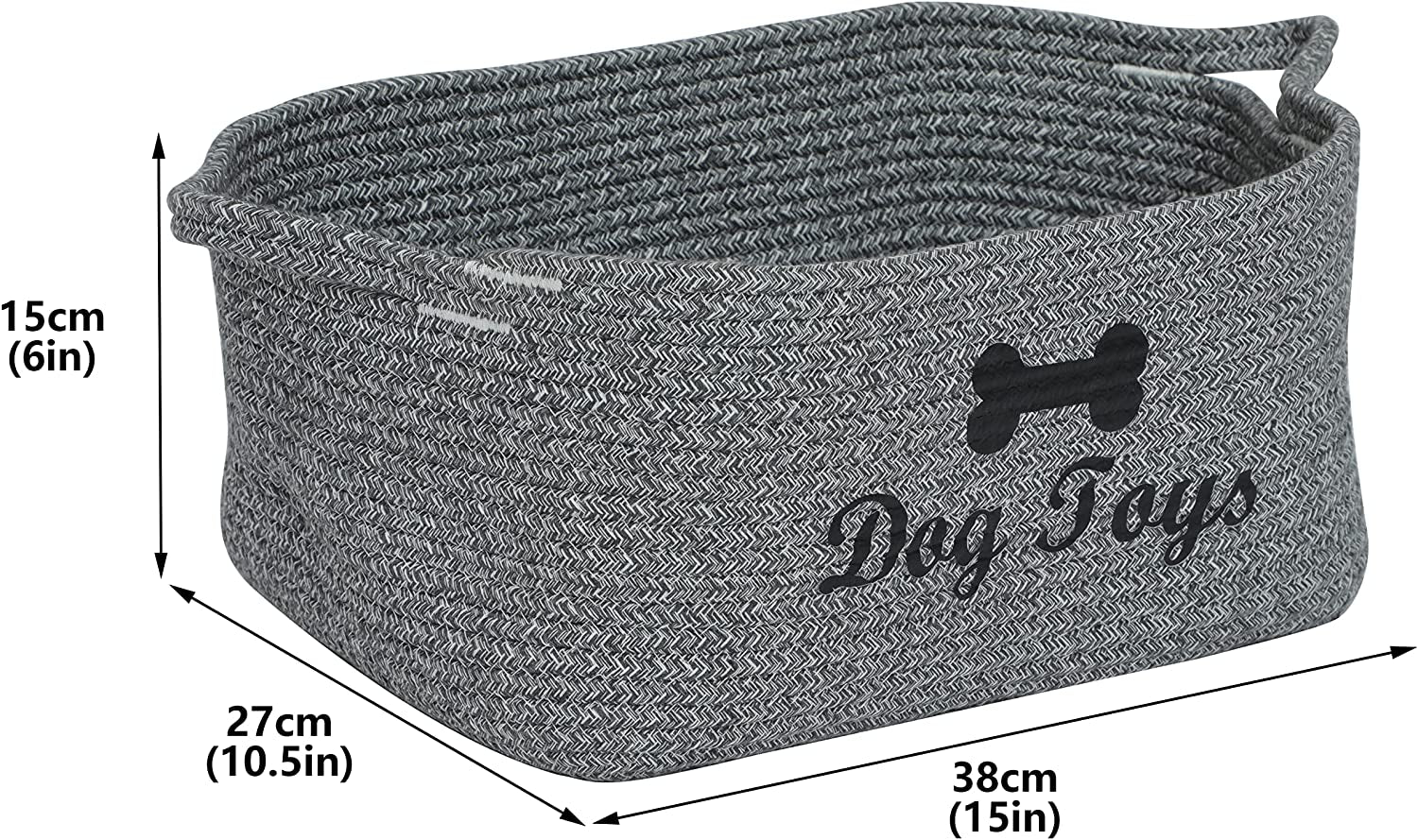 Weave Rope Toy Storage Basket Bin Dog Toy Storage Basket Basket Dog Toys Baske -Cube Organizer for Closet,Small Toys,Towels-Mixed Gray-Dog