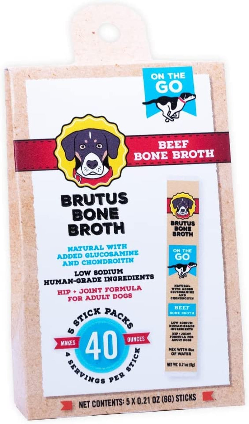 Bone Broth for Dogs & Cats |Natural W/Glucosamine, Chondroitin & Turmeric for Healthy Joints | Made in USA | Human Grade Ingredients |Hydrating Dog Food Topper, Gravy, & Treat Beef 5-Pk