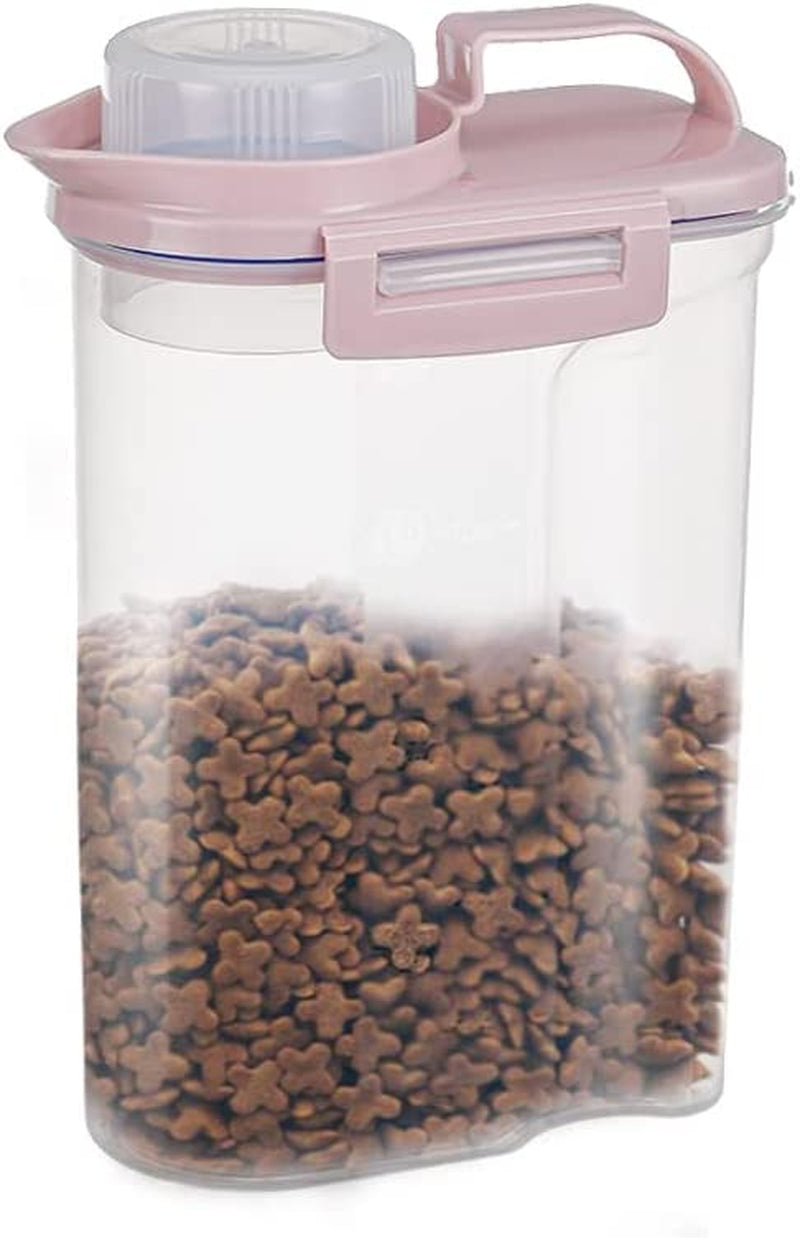 Pet Food Storage Container, Cereal Container with Airtight Design Pour Spout Measuring Swivel Cup, Bpa-Free Dry Food Dispenser for Dogs Cats Birds (Beige)