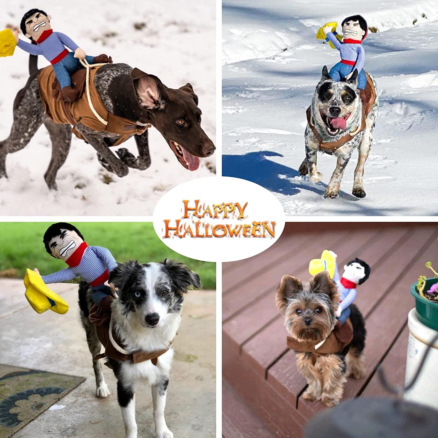 Dog Halloween Costume Funny Dog Cowboy Riding Costume Pet Costume Cat Suit Cowboy Rider Style for Small Medium Large Dogs (Large)