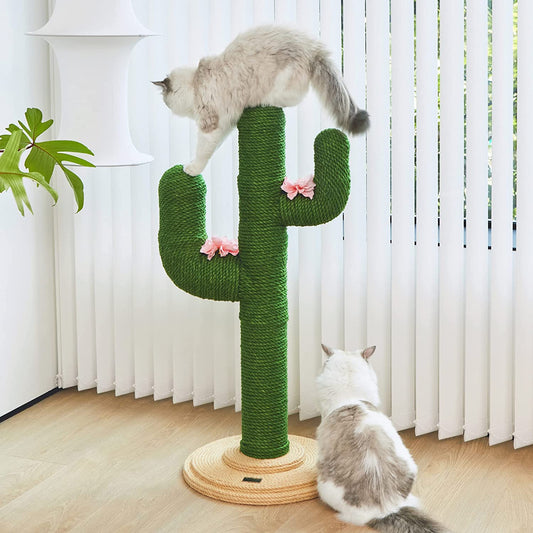 Cat Scratching Post for Indoor Cats - 41.3 Inches Cactus Cat Scratch Posts, Extra Large Sisal Cat Scratcher Heavy Duty Cat Scratch Tree for Cats Kitten in All Life Stages