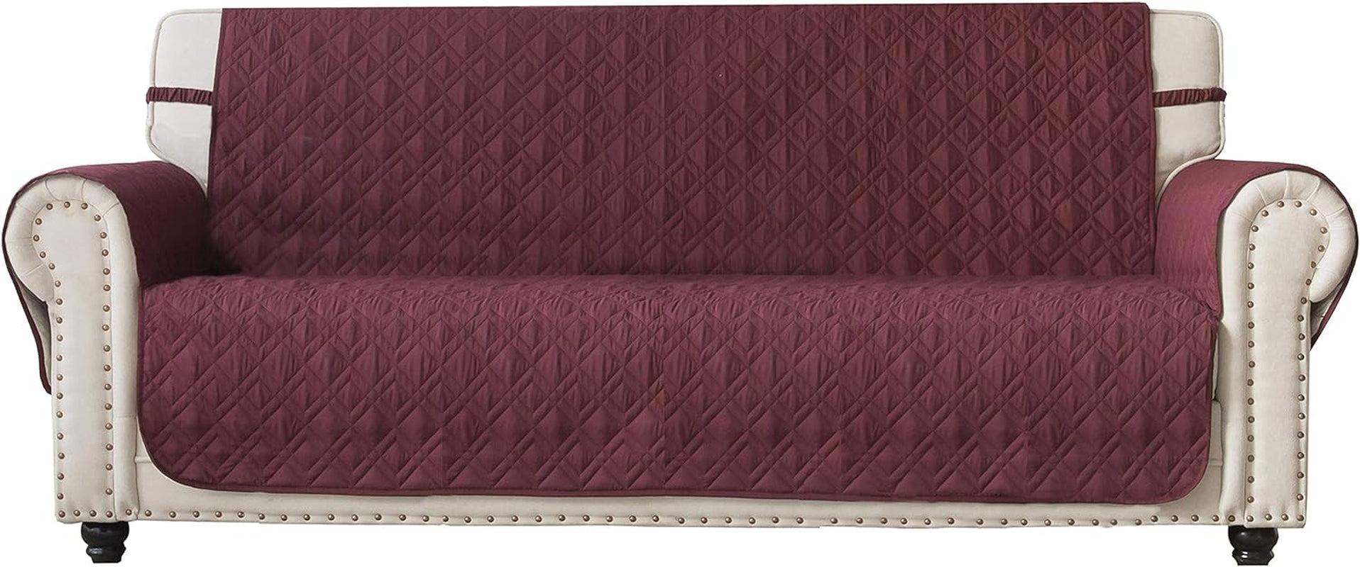 Couch Sofa Slipcover 100% Waterproof Nonslip Quilted Furniture Protector Slipcover for Dogs, Children, Pets Sofa Slipcover Machine Washable (Burgundy, 78")