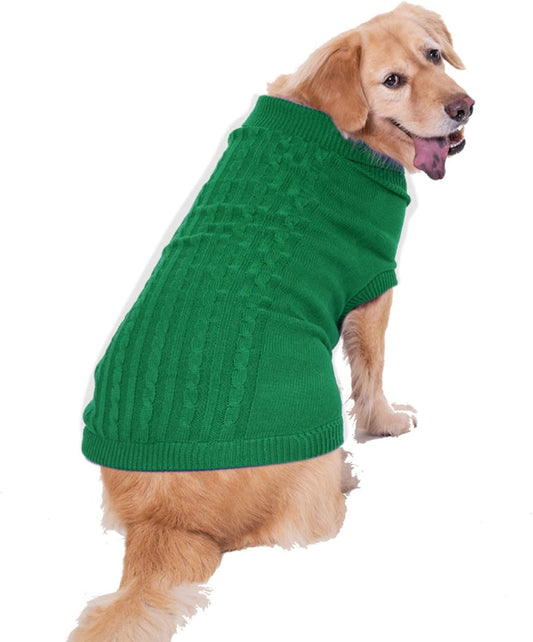 Dog Sweater, Warm Pet Sweater, Dog Sweaters for Small Dogs Medium Dogs Large Dogs, Cute Knitted Classic Cat Sweater Dog Clothes Coat for Girls Boys Dog Puppy Cat (XXL, Green)