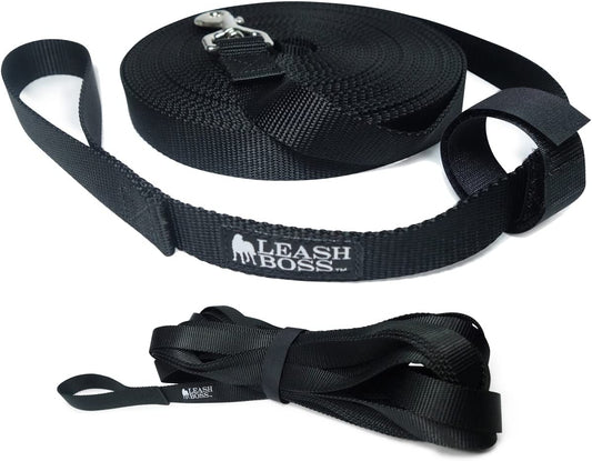 Extra Long Dog Leash - Long Lead Leash for Dog Training - Recall Leash for Dogs outside 30 Foot Black