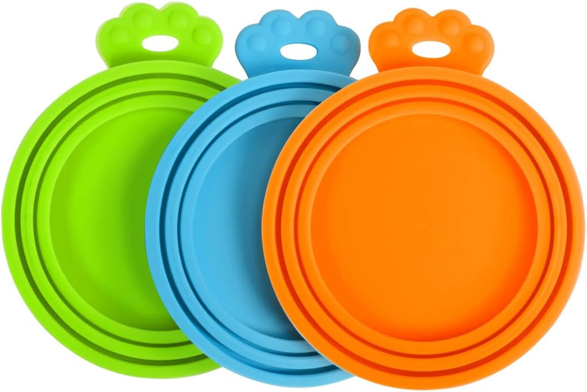 4 Packs Silicone Pet Can Lids, Dog Cat Food Can Cover, Universal Size Can Tops, 1 Fit 3 Standard Size Food Cans, BPA Free Dishwasher Safe (Blue, Green, Orange, Pink)