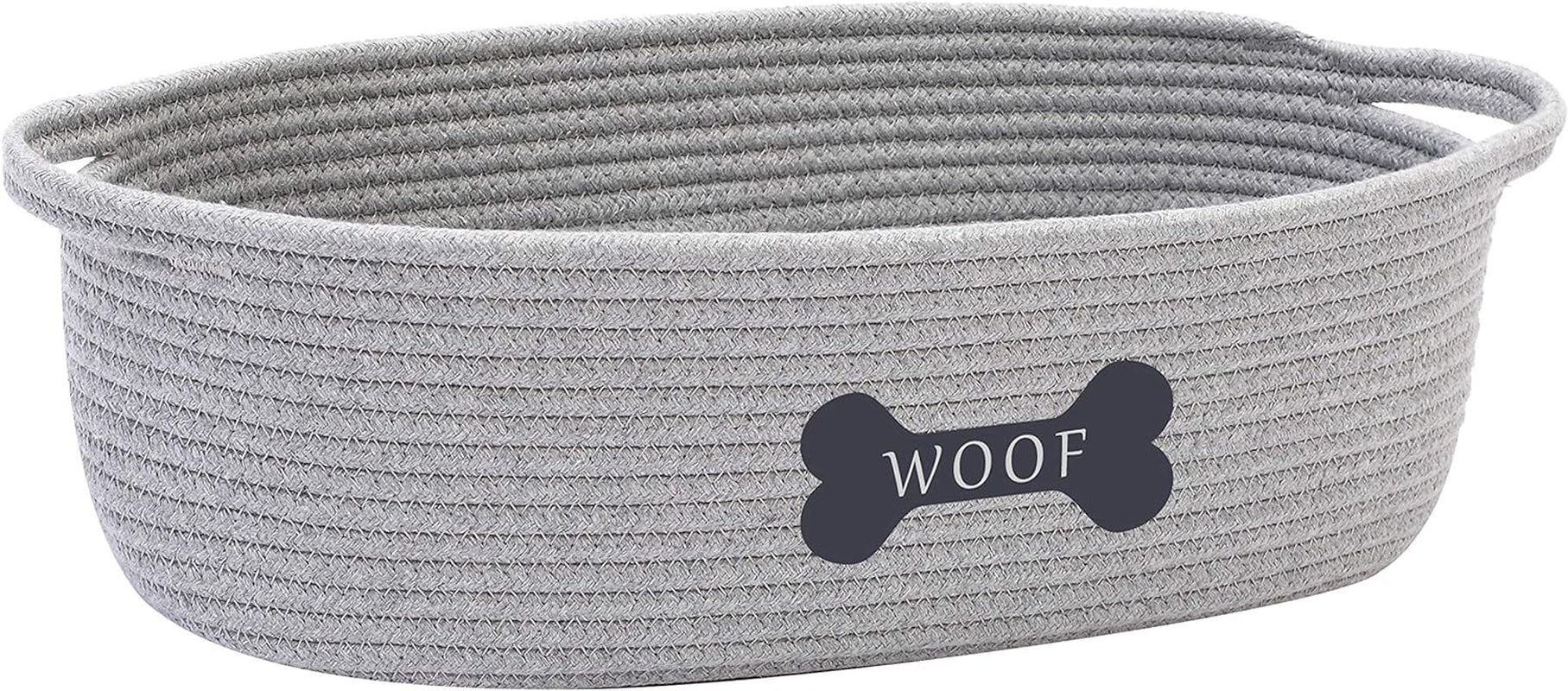 Weave Rope Toy Storage Basket Bin Dog Toy Storage Basket Basket Dog Toys Baske -Cube Organizer for Closet,Small Toys,Towels-Mixed Gray-Dog