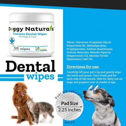 TRUCLENS | Dental Wipes for Dogs and Cats 100Ct Wipes (2 Pack)