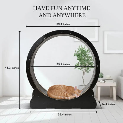 Cat Exercise Wheel for Indoor Cats Pets Easy Assembled Cat Treadmill Wheel with Locking Process and Laser Cat Toy Pet Supplies