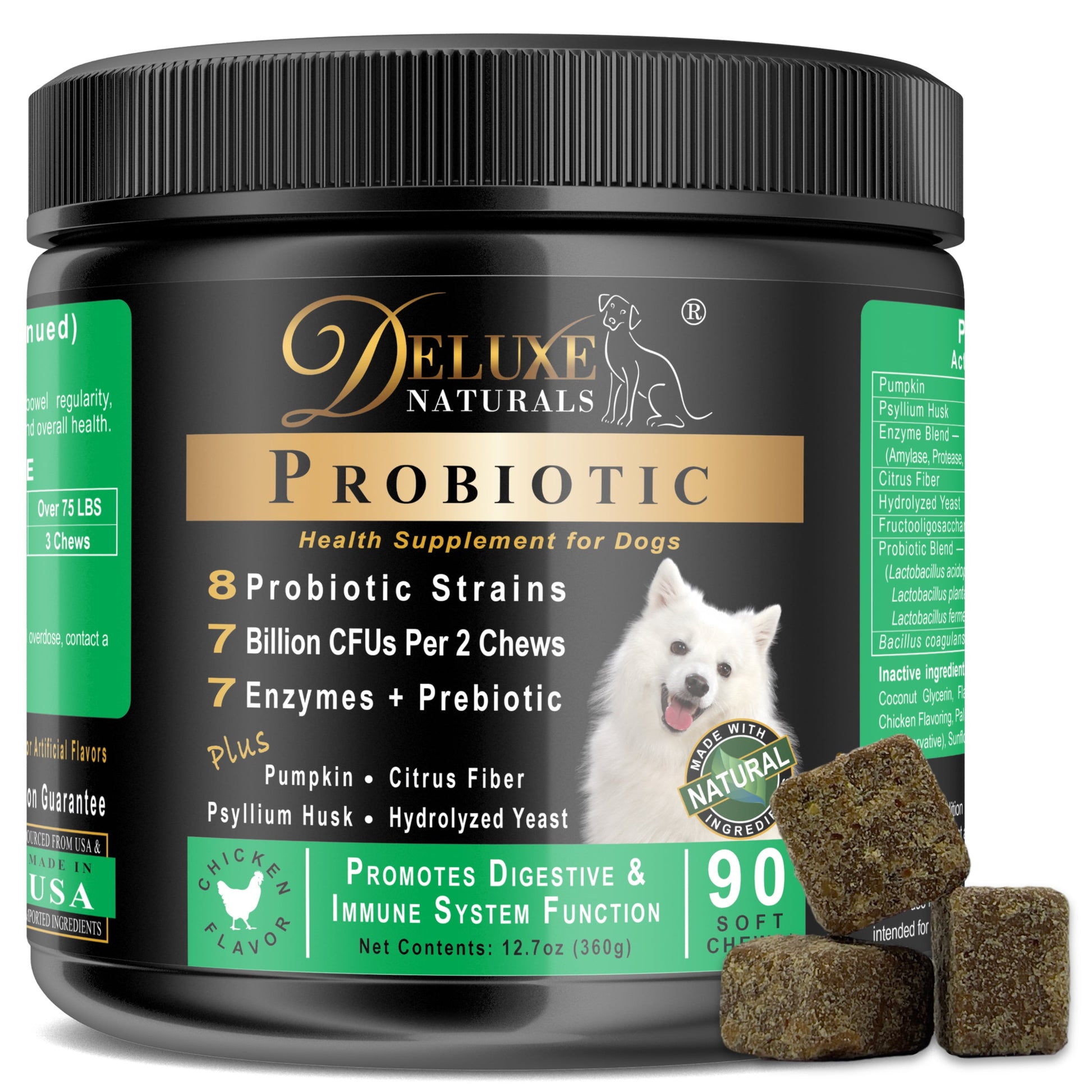 Probiotics for Dogs | All-Natural Dog Probiotic Soft Chews with Enzymes, Prebiotics, Pumpkin | Promotes Digestive Health, Improves Allergy & Immunity - 360 Count (Pack of 4 X 90Ct)