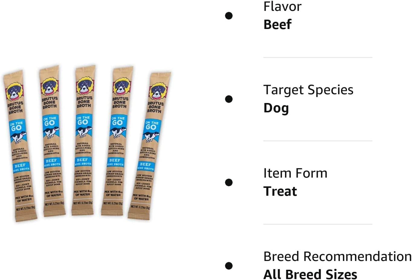 Bone Broth for Dogs & Cats |Natural W/Glucosamine, Chondroitin & Turmeric for Healthy Joints | Made in USA | Human Grade Ingredients |Hydrating Dog Food Topper, Gravy, & Treat Beef 5-Pk