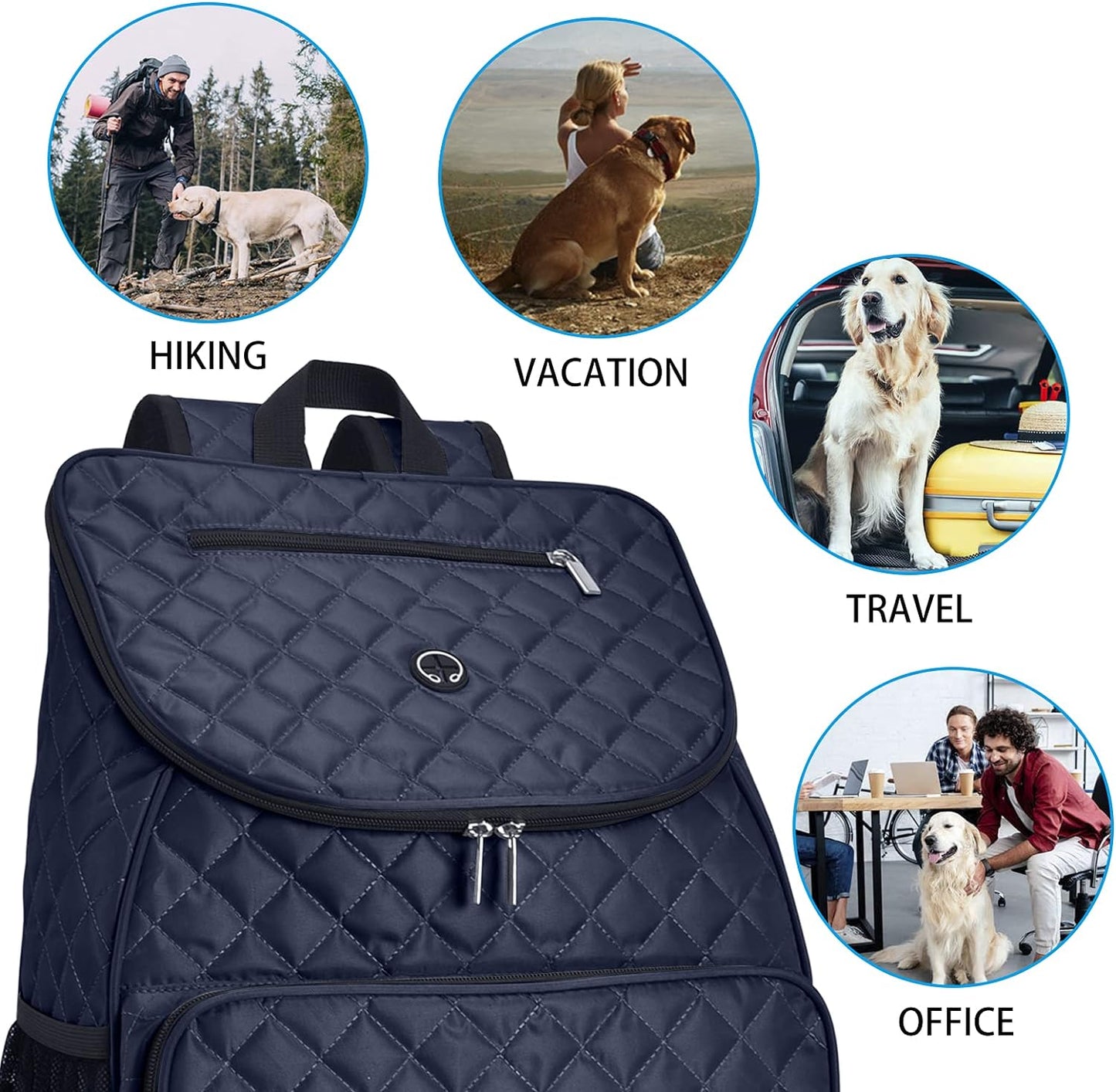 Dog Travel Bag,Airline Approved Pet Supplies Backpack, Dog Travel Backpack with 2 Silicone Collapsible Bowls and 2 Food Baskets.