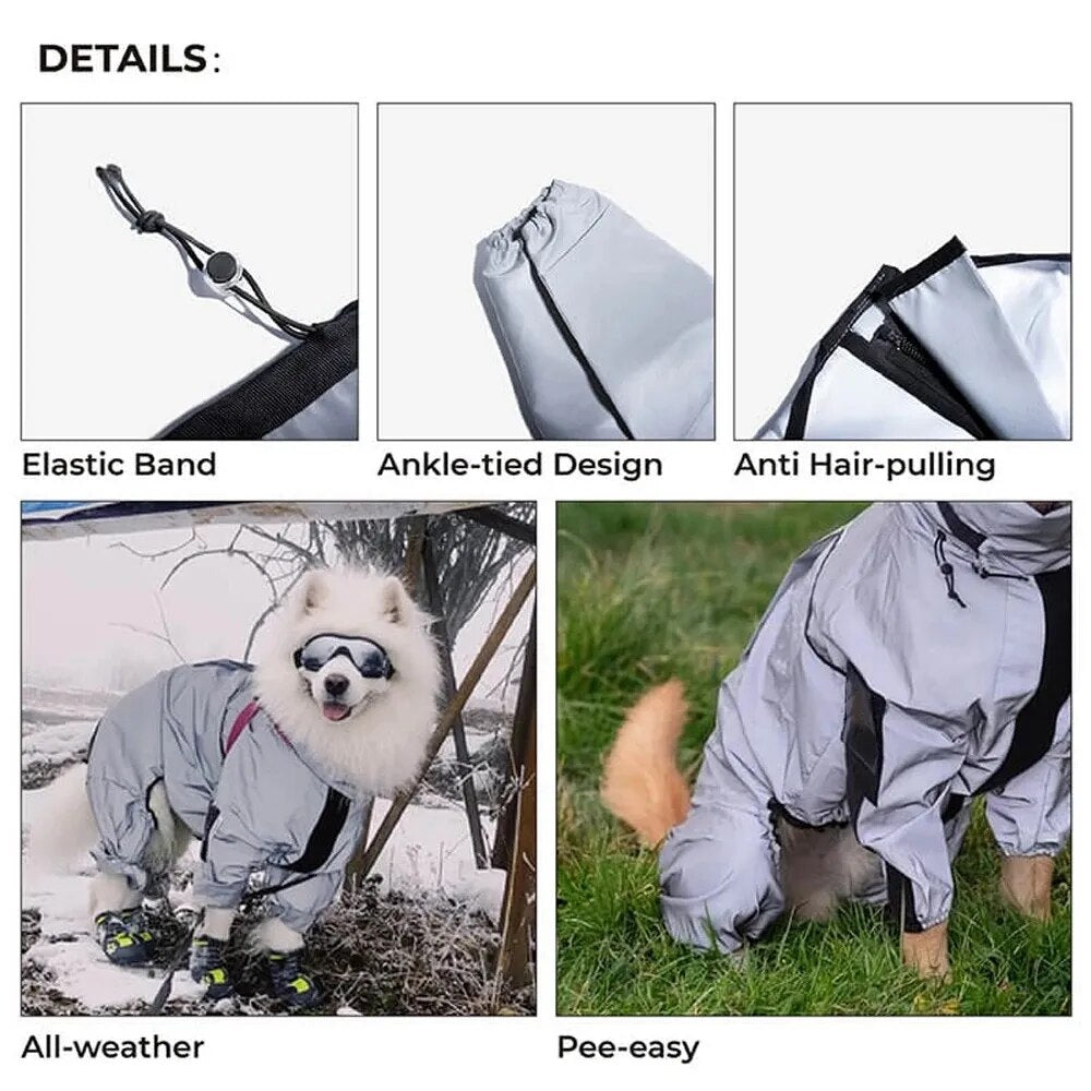 Reflective Pet Dog Jumpsuit Waterproof Raincoat Sunscreen Dog Outdoor Clothes Jacket for Small Medium Large Dog Pet Supplies