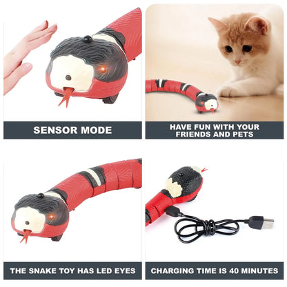 Smart Sensing Cat Toys Interactive Automatic Eletronic Snake Cat Teaser Indoor Play Kitten Toy USB Rechargeable for Cats Kitten