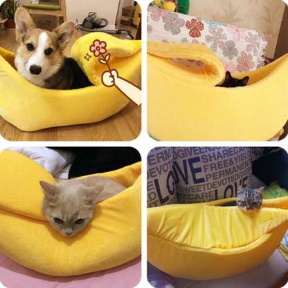 Banana Cat Bed House Funny Cute Cozy Cat Mat Beds Warm Durable Portable Pet Basket Kennel Dog Cushion Cat Supplies Multicolor