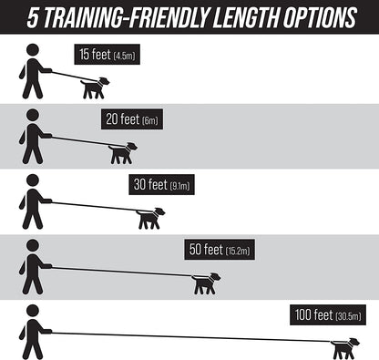 Extra Long Dog Leash - Long Lead Leash for Dog Training - Recall Leash for Dogs outside 30 Foot Black