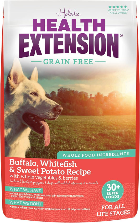 Dry Dog Food, Natural Food with Added Vitamins & Minerals, Suitable for All Puppies, Include Buffalo, Whitefish & Sweet Potato Recipe Recipe with Whole Vegetable & Berries (10 Pound)