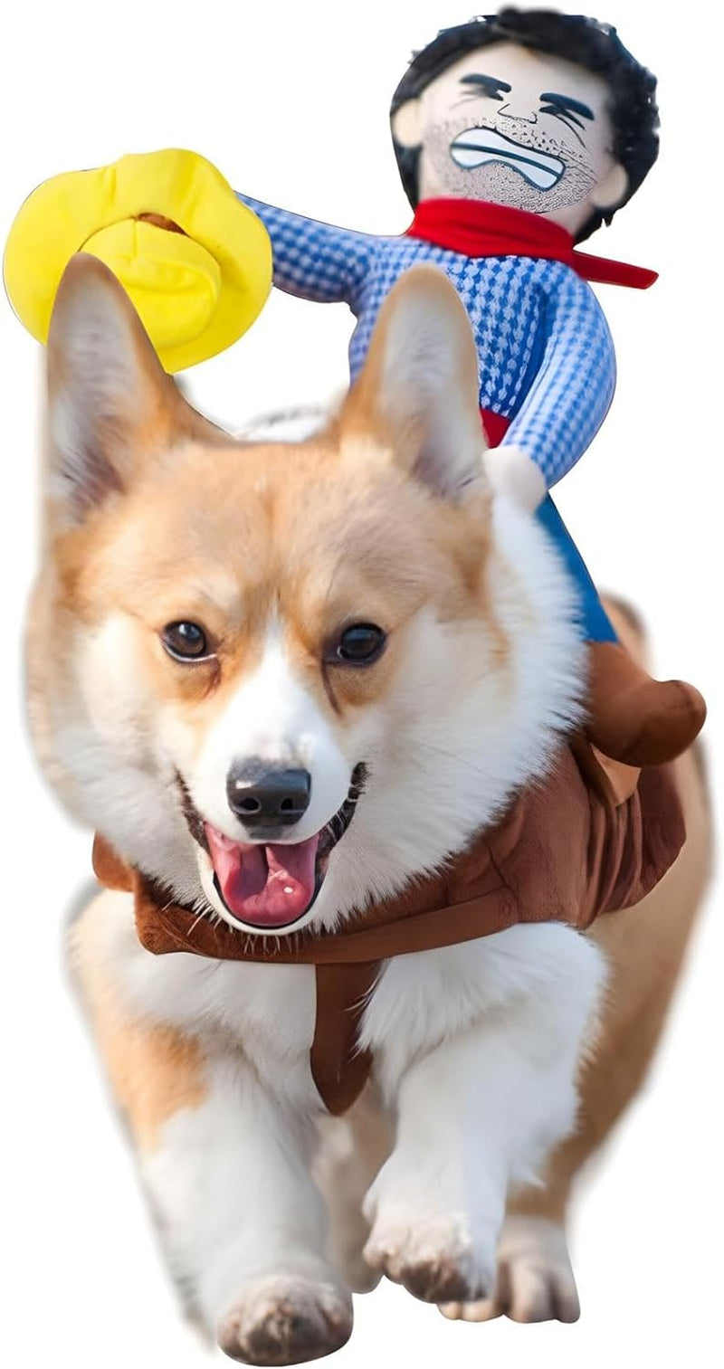 Dog Halloween Costume Funny Dog Cowboy Riding Costume Pet Costume Cat Suit Cowboy Rider Style for Small Medium Large Dogs (Large)