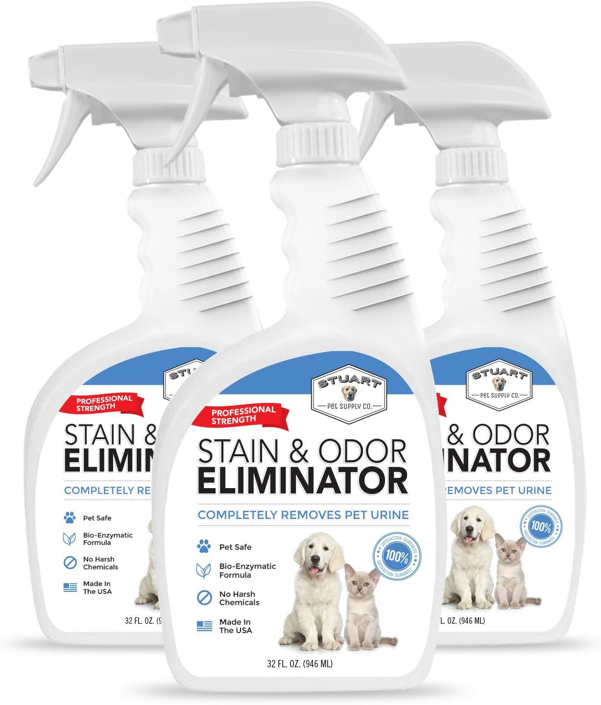 Professional Strength Pet Stain and Odor Eliminator Urine Odor Remover Pet Urine Enzyme Cleaner Enzymatic Cleaner for Dog Urine and Cat Urine Pet Odor Eliminator (32 Oz.)