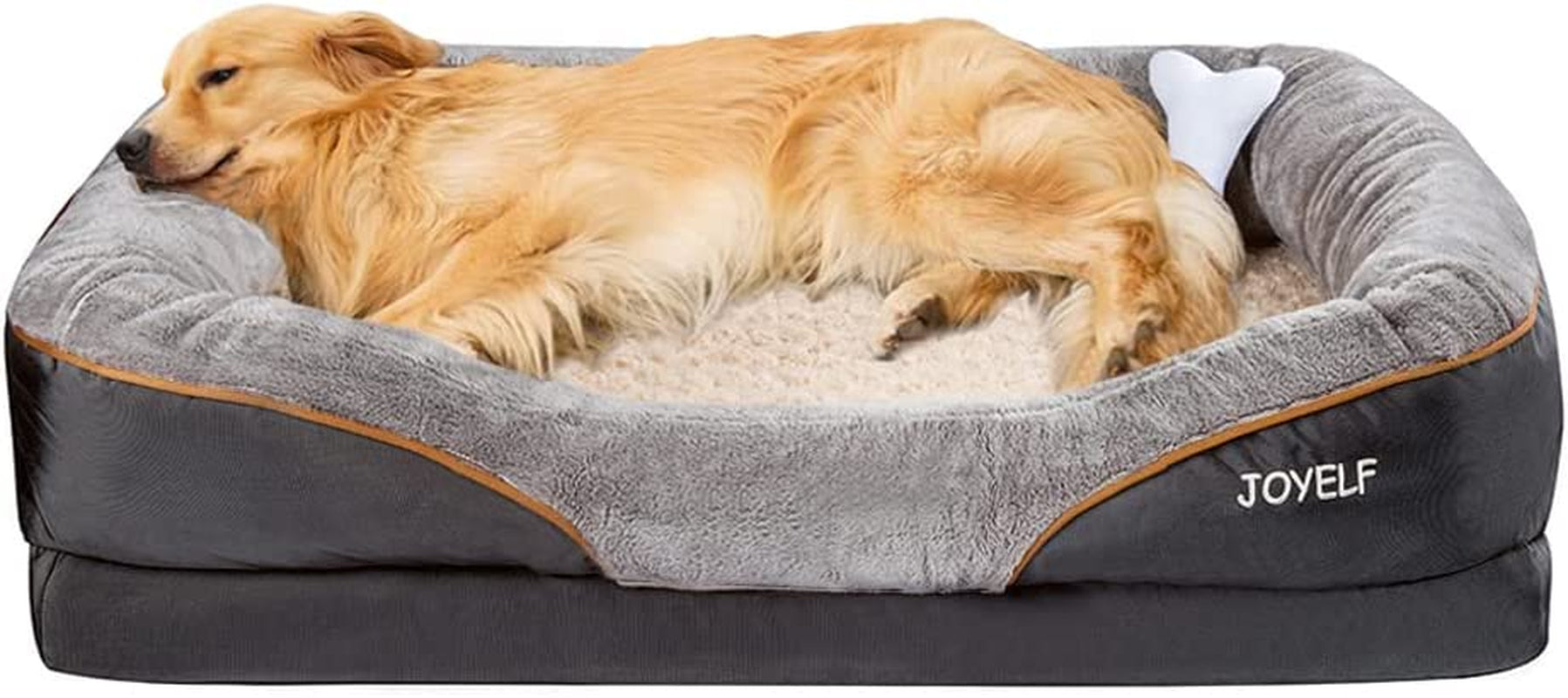 Large Memory Foam Dog Bed, Orthopedic Dog Bed & Sofa with Removable Washable Cover and Squeaker Toy as Gift