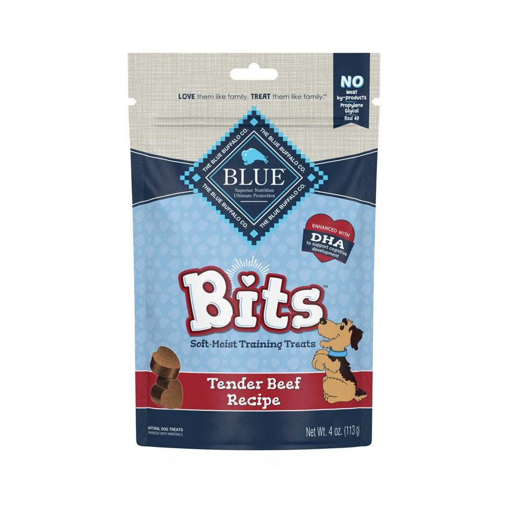 BLUE Bits Training Treats Beef Flavor Soft Treats for Dogs, Whole Grain, 4 Oz. Bag