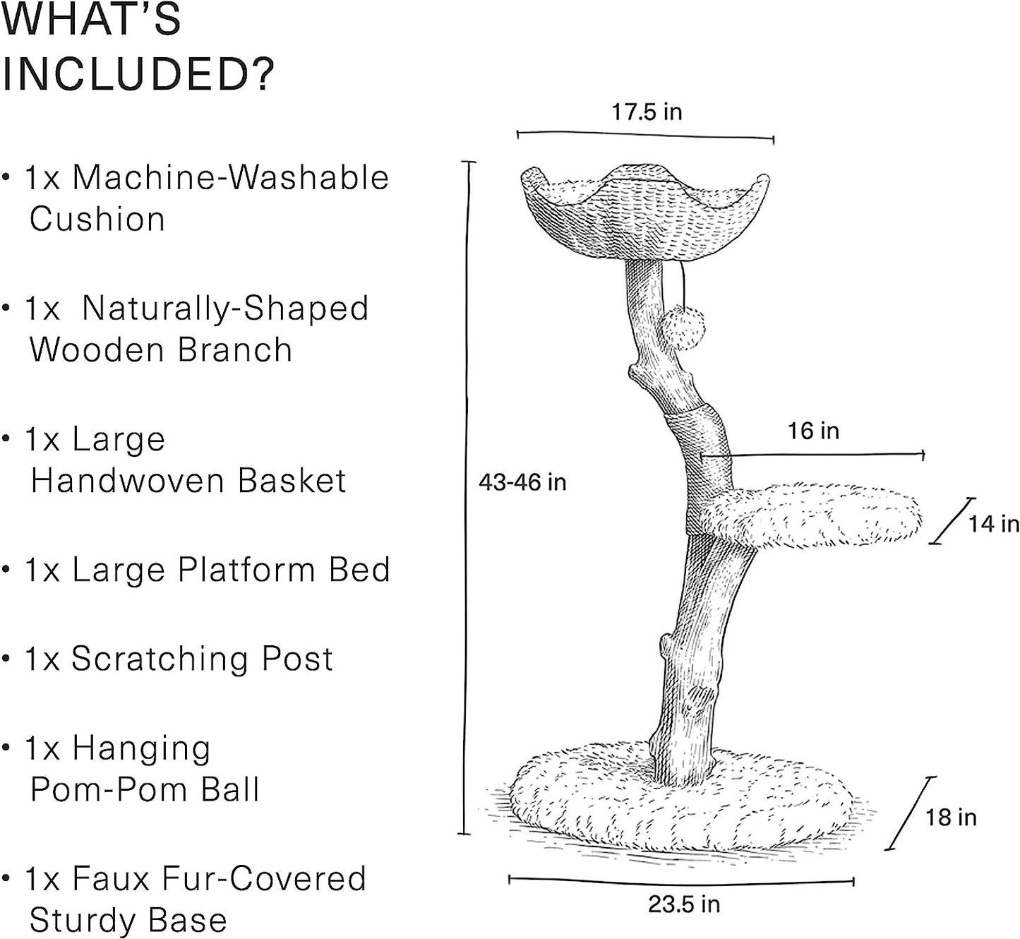 Wooden Cat Tree Tower, Modern Single Branch Cat Condo, Wood Cat Tree, Cat Climbing, Furniture for Cat, Cat Lover Gift, Cat Furniture,Cat Gift by  (Brown)