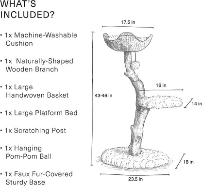 Wooden Cat Tree Tower, Modern Single Branch Cat Condo, Wood Cat Tree, Cat Climbing, Furniture for Cat, Cat Lover Gift, Cat Furniture,Cat Gift by  (Brown)