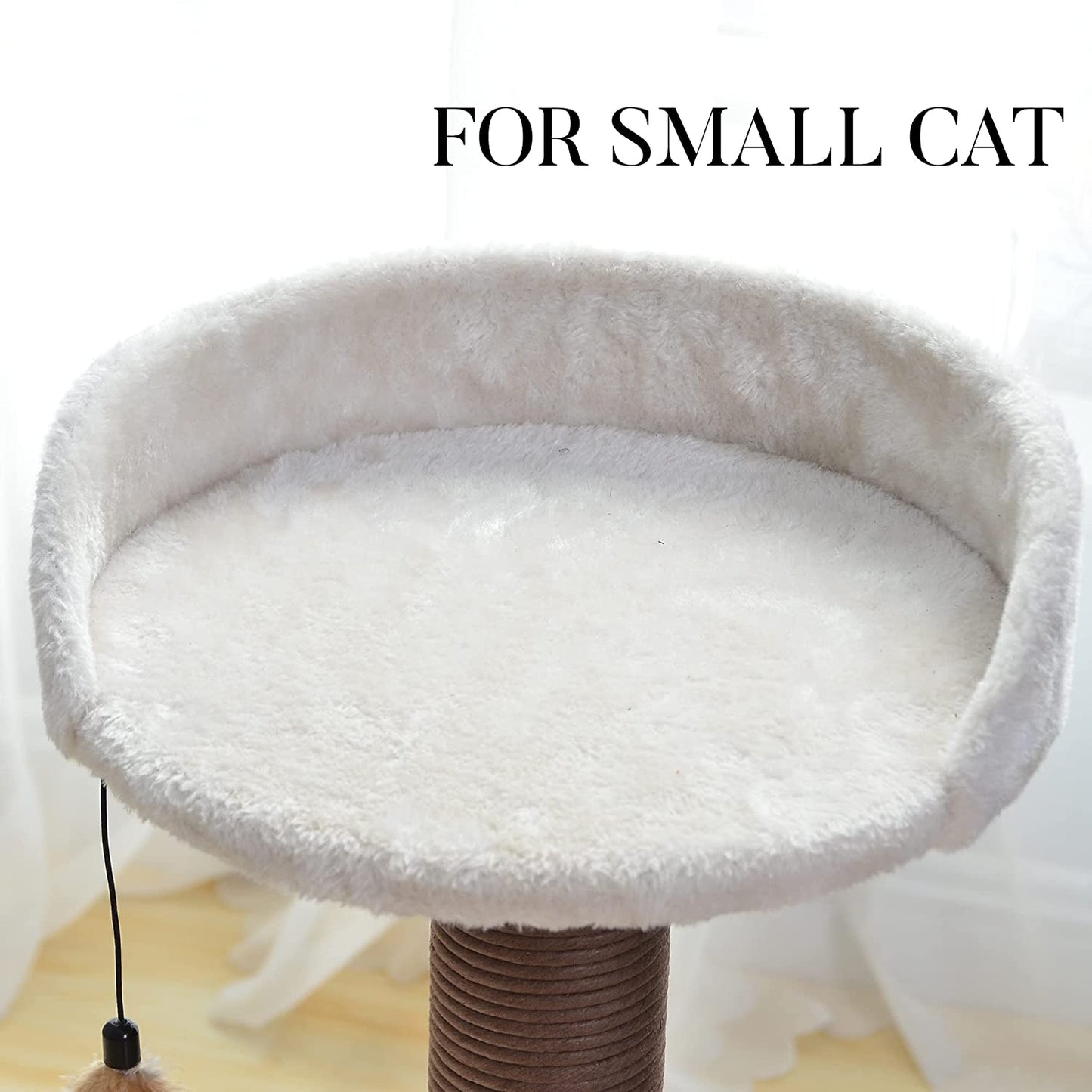 Cat Tree with Feather Toy - Cozy Design of Cat Hammock Allure Kitten to Lounge In, Cats Love to Lazily Recline While Playing with Feather Toy and Scratching Post, (Innovative Arrival)