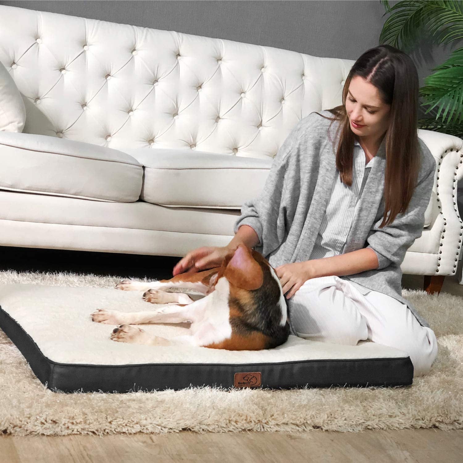 Bedsure XL Dog Bed Extra Large Orthopedic Dog Bed - Dog Beds with Removable Washable Cover for Extra Large Dogs, Egg Crate Foam Pet Bed Mat, Suitable for Dogs up to 100 Lbs