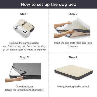 Bedsure XL Dog Bed Extra Large Orthopedic Dog Bed - Dog Beds with Removable Washable Cover for Extra Large Dogs, Egg Crate Foam Pet Bed Mat, Suitable for Dogs up to 100 Lbs