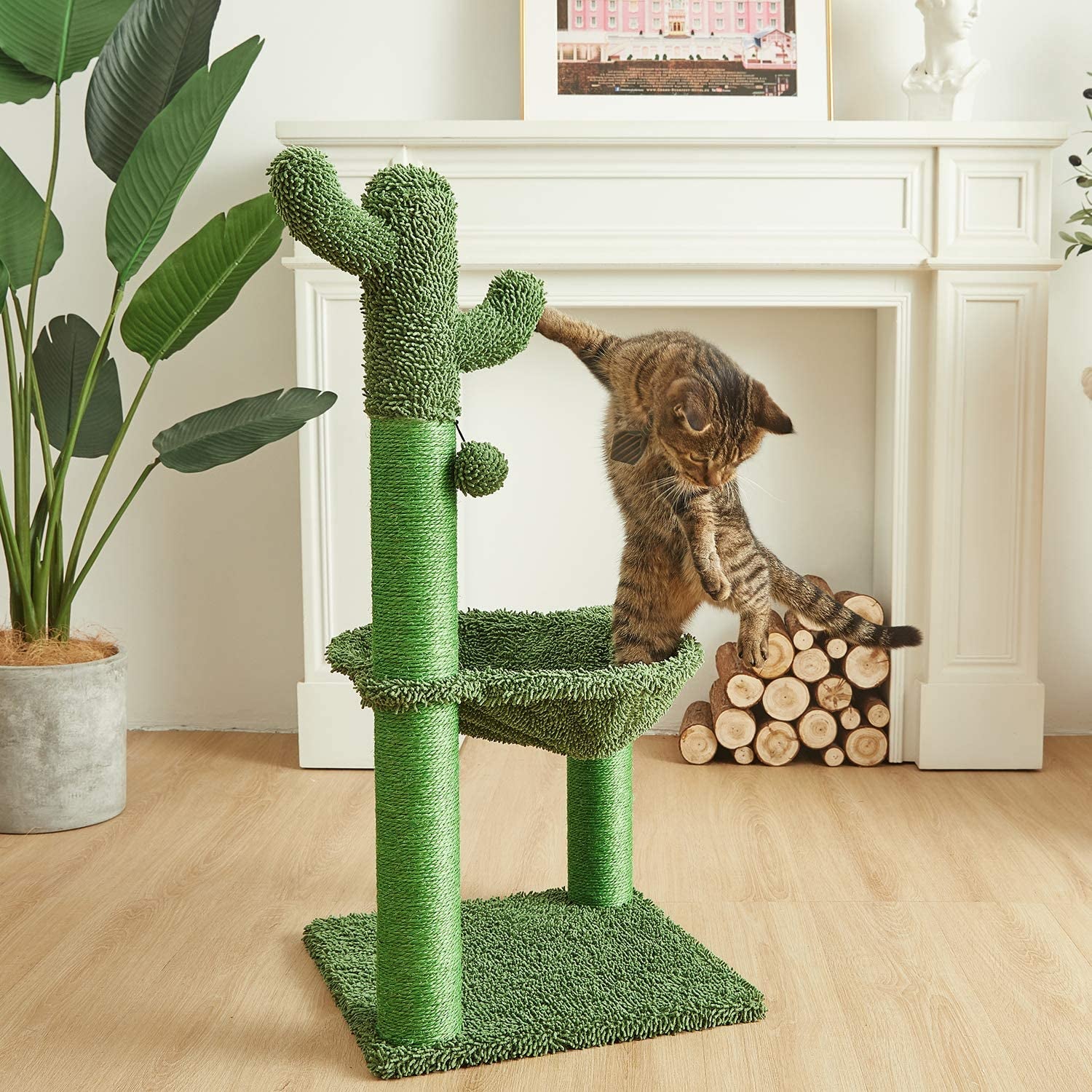 35 Inches Cactus Cat Tree with Hammock 