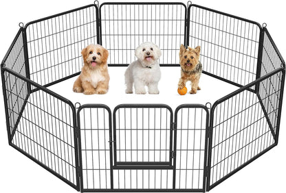 Dog Playpen Outdoor, 8 Panel Dog Fence 24" Indoor Pet Pen for Large/Medium/Small Dogs Heavy Duty Pet Exercise Pen for Puppy/Rabbit/Small Animals Portable Playpen for RV Camping Garden Yard