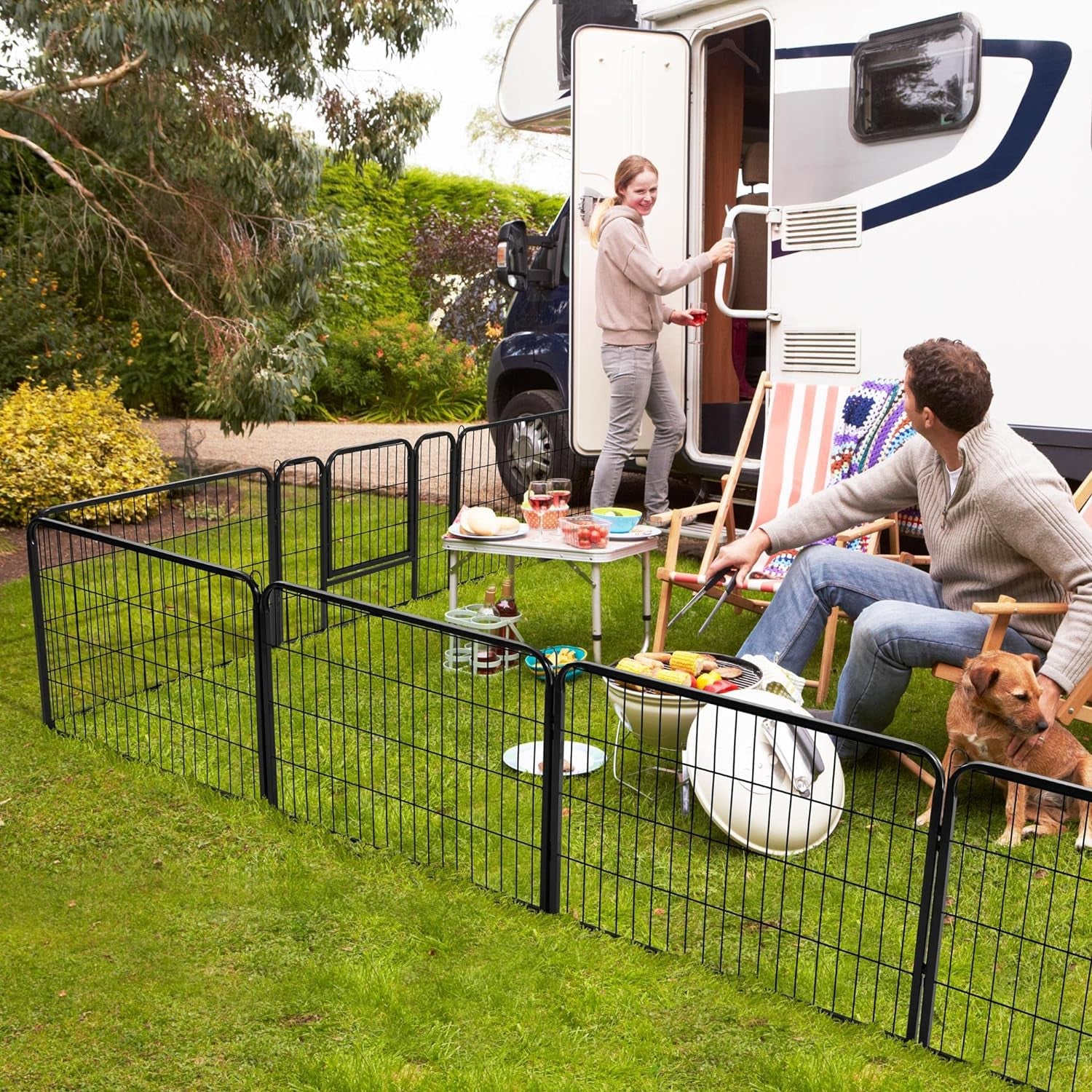 Dog Playpen Outdoor, 8 Panel Dog Fence 24" Indoor Pet Pen for Large/Medium/Small Dogs Heavy Duty Pet Exercise Pen for Puppy/Rabbit/Small Animals Portable Playpen for RV Camping Garden Yard