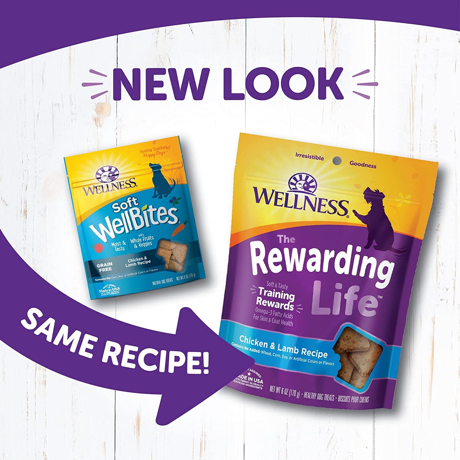 Wellness Rewarding Life Grain-Free Soft Dog Treats (Previously Wellbites), Made in USA with Natural Ingredients, Ideal for Training (Chicken & Lamb Recipe, 6-Ounce Bag)