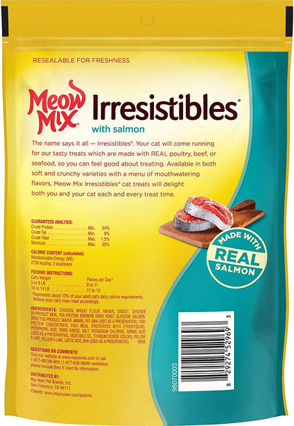 Meow Mix Irresistibles Soft Cat Treats, Salmon, 12 Ounce Bag (Pack of 5)