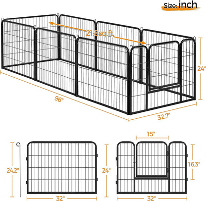 Dog Playpen Outdoor, 8 Panel Dog Fence 24" Indoor Pet Pen for Large/Medium/Small Dogs Heavy Duty Pet Exercise Pen for Puppy/Rabbit/Small Animals Portable Playpen for RV Camping Garden Yard