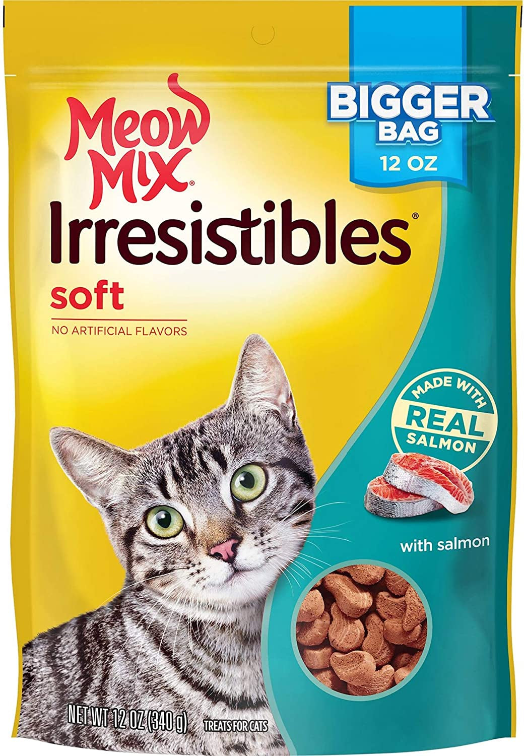 Meow Mix Irresistibles Soft Cat Treats, Salmon, 12 Ounce Bag (Pack of 5)