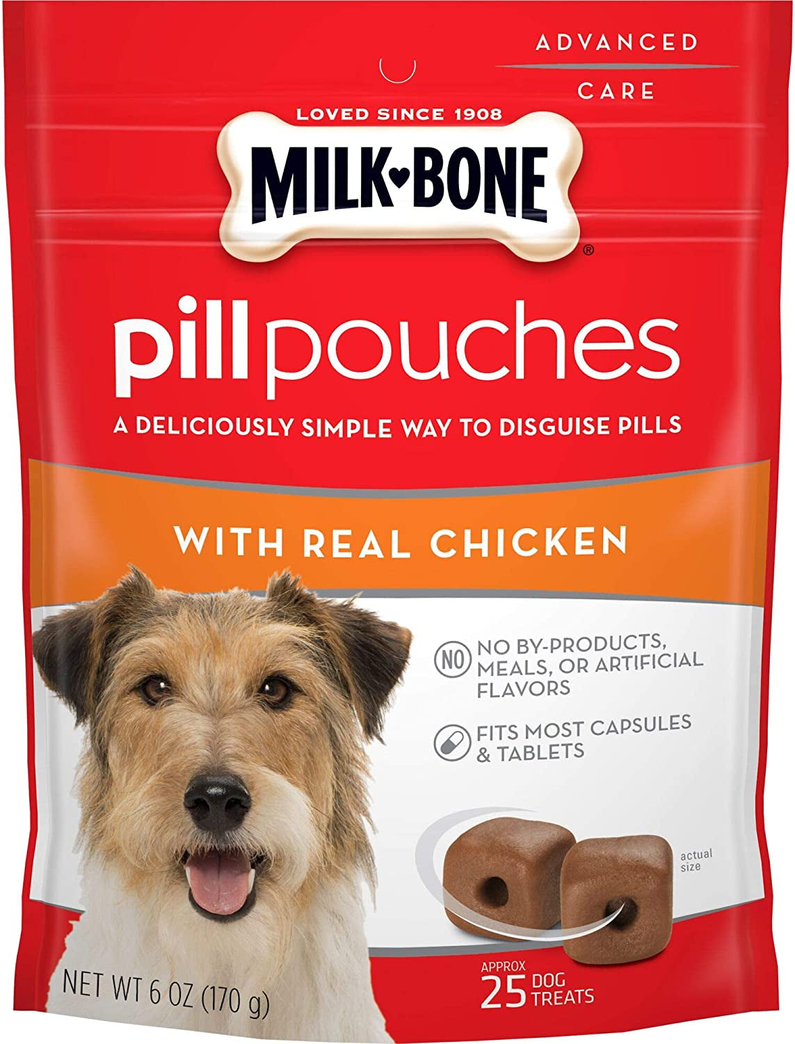 Milk-Bone Pill Pouches Dog Treats, Real Chicken Flavor, 6 Ounce (Pack of 5)