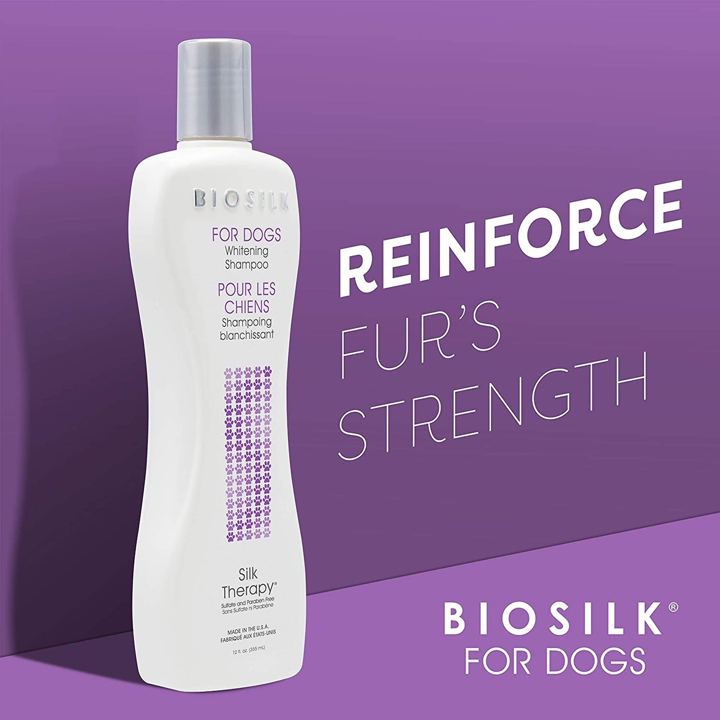 Biosilk for Dogs Silk Therapy Whitening Shampoo | Best Brightening Dog Shampoo for White Dogs to Keep a Clean, White Coat, 12 Oz Shampoo Bottle for All Dogs