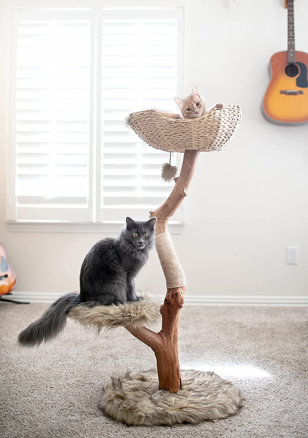 Wooden Cat Tree Tower, Modern Single Branch Cat Condo, Wood Cat Tree, Cat Climbing, Furniture for Cat, Cat Lover Gift, Cat Furniture,Cat Gift by  (Brown)