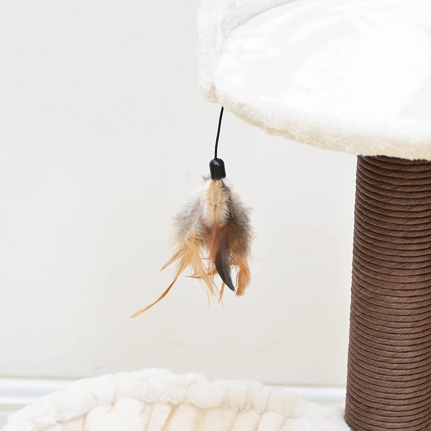 Cat Tree with Feather Toy - Cozy Design of Cat Hammock Allure Kitten to Lounge In, Cats Love to Lazily Recline While Playing with Feather Toy and Scratching Post, (Innovative Arrival)