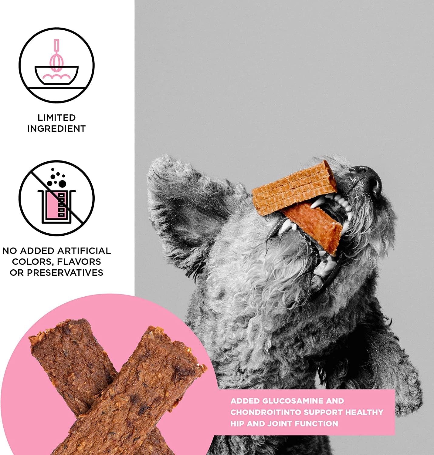 BIXBI Hip & Joint Support Salmon Jerky Dog Treats, 4 Oz - USA Made Grain Free Dog Treats - Glucosamine, Chondroitin for Dogs - High in Protein, Antioxidant Rich, Whole Food Nutrition, No Fillers