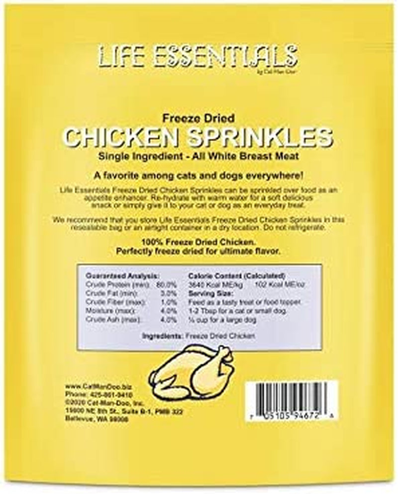 All Natural Freeze Dried Chicken Crushed Sprinkles Powder for Dogs & Cats - No Fillers, Preservatives, or Additives - No Grain Tasty Treat -Made in USA (4 Pack)