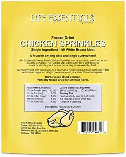 All Natural Freeze Dried Chicken Crushed Sprinkles Powder for Dogs & Cats - No Fillers, Preservatives, or Additives - No Grain Tasty Treat -Made in USA (4 Pack)