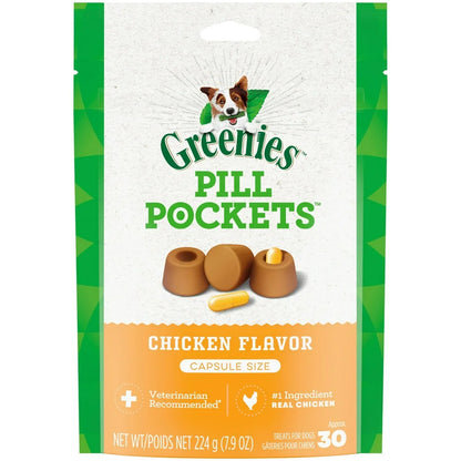 Pill Pockets Chicken Flavor Treats for Dogs, 7.9 Oz Pouch, 30 Ct