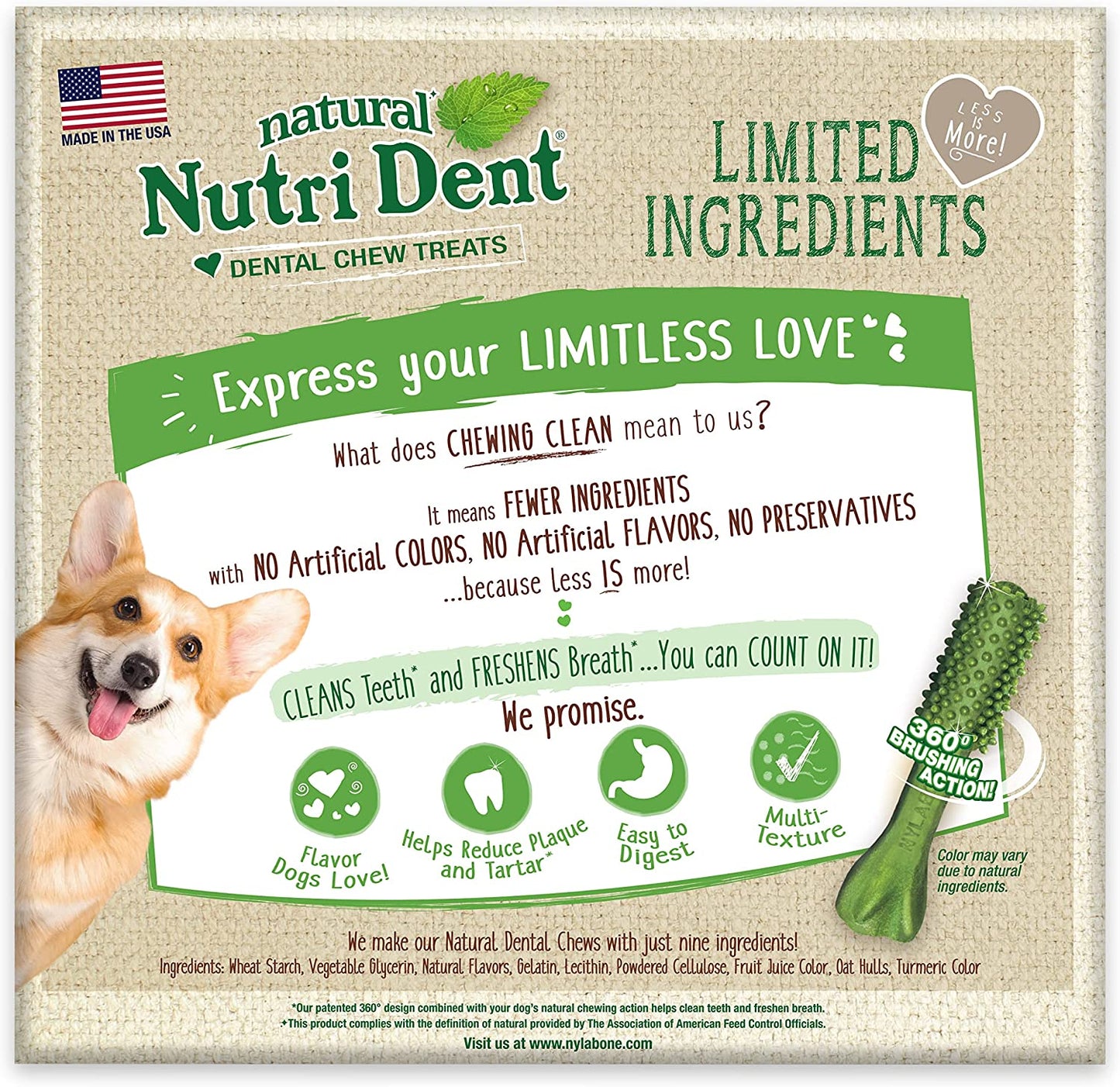 Nylabone Nutri Dent Natural Dental Fresh Breath Flavored Chew Treats Medium (40 Count)