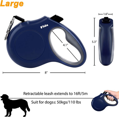 Retractable Dog Leash w/Dispenser and Poop Bags